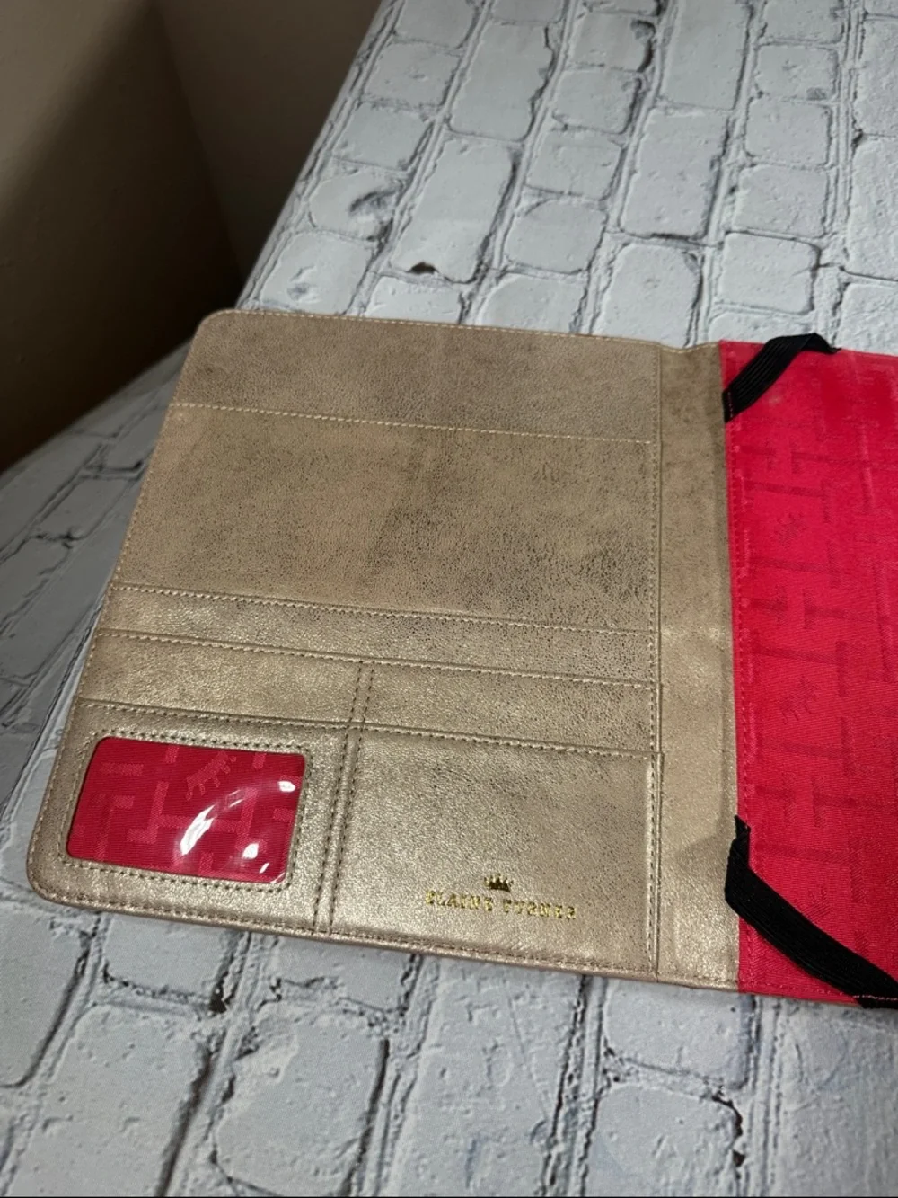 Elaine Turner Gold Metallic iPad case snap closure business card holder